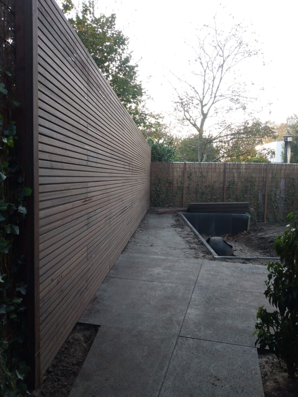 Detail van de horizontale Grad-bamboe schutting